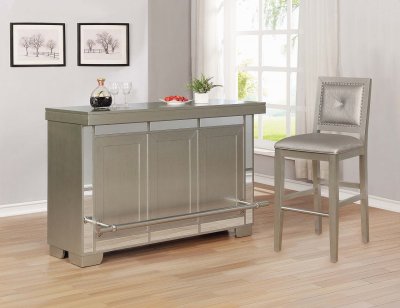 182201 Bar Unit in Metallic Platinum by Coaster w/Options