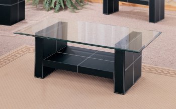 Bonded Leather Occasional Set w/Glass Top [CRCT-3897]