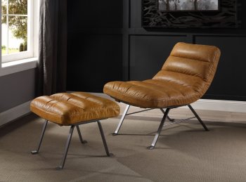 Bison Accent Chair & Ottoman Set 59650 Toffee Leather by Acme [AMAC-59650 Bison]