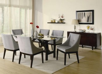 Cappuccino Finish Glass Top Modern Dining Table w/Optional Items [CRDS-102231-Alvarado]