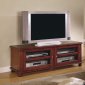 Walnut Finish Contemporary TV Stand W/Glass Door Storage