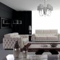 Lumy Sofa 3Pc Set in White Half Leather by VIG w/Crystals