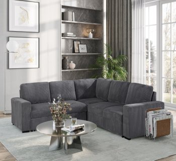 U2260 Sectional Sofa in Gray Corduroy by Global w/o Chaise [GFSS-U2660 w/o Chaise]