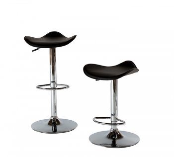 182 Bar Stool Set of 2 in Black Faux Leather by AtHome USA [AHUBA-182 Black]