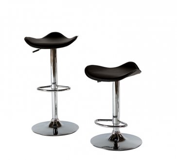 182 Bar Stool Set of 2 in Black Faux Leather by AtHome USA