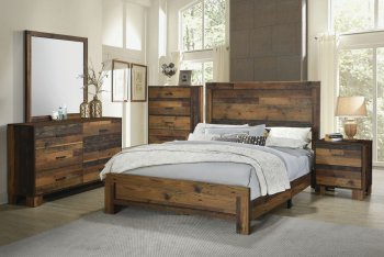 Sidney 5Pc Bedroom Set 223141 in Rustic Pine - Coaster w/Options [CRBS-223141-Sidney]