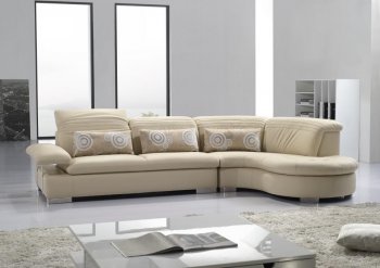 Tan Full Leather Modern Sectional Sofa w/Adjustable Headrests [VGSS-T125]