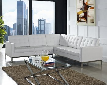 Loft L-Shaped Sectional Sofa in White Leather by Modway [MWSS-Loft L White]