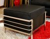 Le Corbusier Style Ottoman in Black Leather