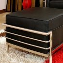 Le Corbusier Style Ottoman in Black Leather