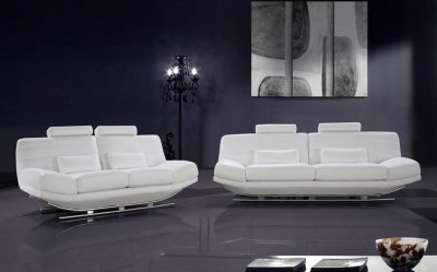 0670 Viper White Leather Modern 3PC Living Room Set