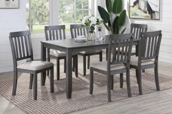 F2553 7Pc Dining Set in Espresso & Tan by Poundex [PXDS-F2553]