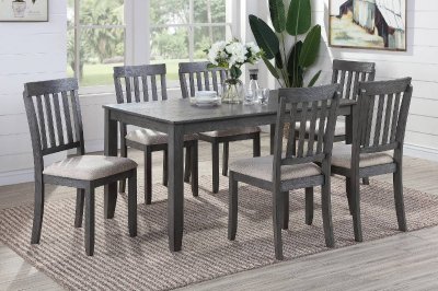 F2553 7Pc Dining Set in Espresso & Tan by Poundex