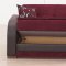 Burgundy Fabric & Black Vinyl Two-Tone Modern Sofa Bed w/Options