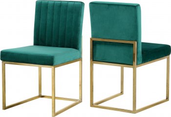 Giselle Dining Chair 778 Set of 2 Green Velvet Fabric - Meridian [MRDC-778 Giselle Green]