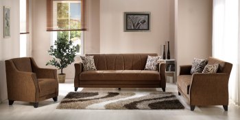 Porto Brown Fabric Modern Living Room Sleeper Sofa w/Storage [IKSB-POLARIS-Porto Brown]