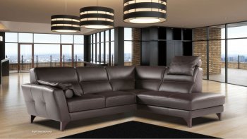 Evelin Sectional Sofa in Brown Leather by ESF w/Options [EFSS-Evelin]