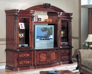 Cherry & Ash Burl Finish Traditional Entertainment Wall Unit [YTWU-482 Tuscany]