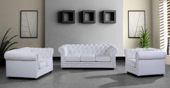 Paris 3 Sofa 3Pc Set in White Half Leather by VIG [VGS-Paris-3 White]