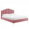 Olivia Upholstered Platform Queen Bed in Dusty Rose Velvet by Mo