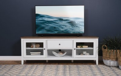 Hollis TV Stand 708253 in White & Brown by Coaster