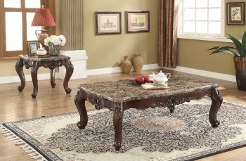 Devayne Coffee Table 81685 in Dark Walnut & Marble by Acme [AMCT-81685-Devayne]