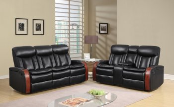 U9673 Motion Sofa in Black Bonded Leather by Global w/Options [GFS-U9673]