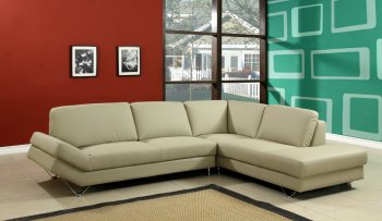 Taupe Full Bonded Leather Modern Sectional Sofa w/Metal Legs [CYSS-CATALINA]