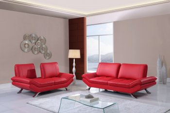 UFM151 Sofa 3Pc Set in Red Bonded Leather by Global [GFS-UFM151 Red]