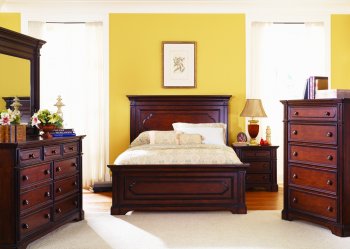 Cherry Finish Traditional Classic Bed w/Optional Case Goods [LFBS-617-BR]