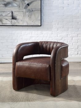 Feyre Accent Chair AC01989 in Espresso Leather by Acme [AMAC-AC01989 Feyre]