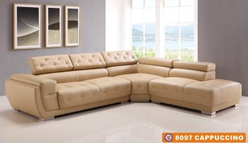 8097 Sectional Sofa Cappuccino Bonded Leather by American Eagle [AESS-8097 Cappuccino]