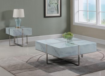 Logan Coffee 224 Table Glass Marble Look by Meridian w/Options [MRCT-224 Logan]