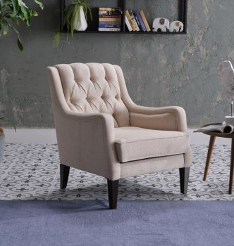 Pearle Accent Armchair in Cream Fabric by Bellona [IKAC-Pearle Cream]