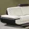 White & Black Full Leather Modern Sofa w/Optional Items