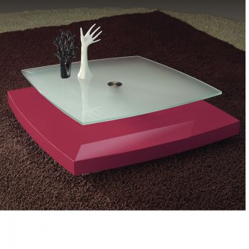 Contemporary Coffee Table W/Rosy Base & Frosted Glass Top [AHUCT-C7371-Rose]