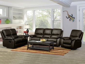 1415 Reclining Sofa in Dark Brown Half Leather by ESF w/Options [EFS-1415 Dark Brown]