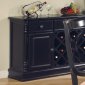 Black Semi Gloss Finish Traditional Server w/Wine Storage Racks