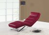 Red Bonded Leather Modern Chaise Lounger w/Chrome Legs