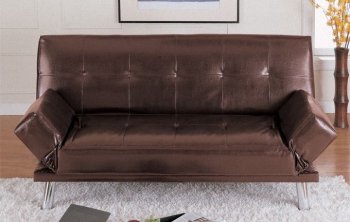 Dark Brown Faux Leather Modern Convertible Sofa Bed [PXSB-F7212]