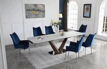 9188 Dining Table by ESF w/Optional 1218 Blue Chairs [EFDS-9188-1218 Blue]