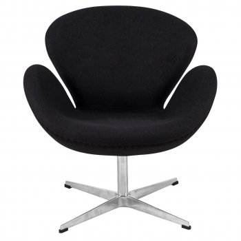 Swan Lounge Chair SW29BLW in Black Wool by LeisureMod [LMCC-SW29BLW-Swan Black Wool]