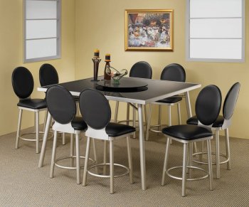 Silver Metal Finish Black Glass Top Counter Height Dinette [CRDS-110-120248]