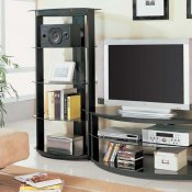 Oval Shape Contemporary Tv Stand With Glass Shelves