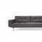 Splitback Sofa Bed w/Arms & Steel Legs in Black Leatherette