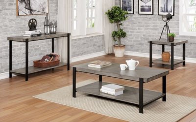 Huckleberry 3Pc Coffee & End Table Set CM4618 in Gray & Black