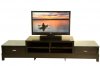 Brown Finish Modern TV Stand w/Two Frosted Glass in Both Sides