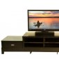 Brown Finish Modern TV Stand w/Two Frosted Glass in Both Sides