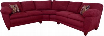 Burgundy Fabric Modern Sectional Sofa w/Wooden Legs [PMSS-147-Burgundy]