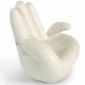 Sosia Hand Accent Swivel Chair in White Full Leather by VIG